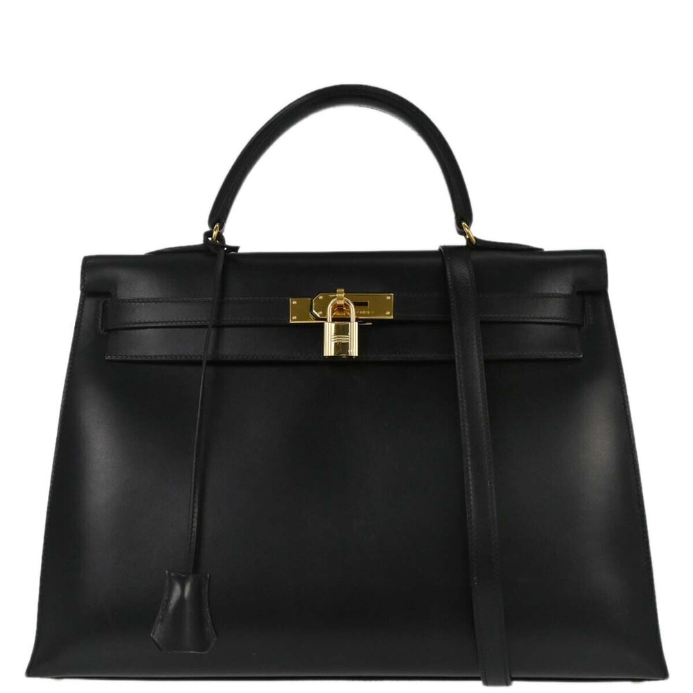 Hermes Kelly Black Box Calf with Gold Hardware 35